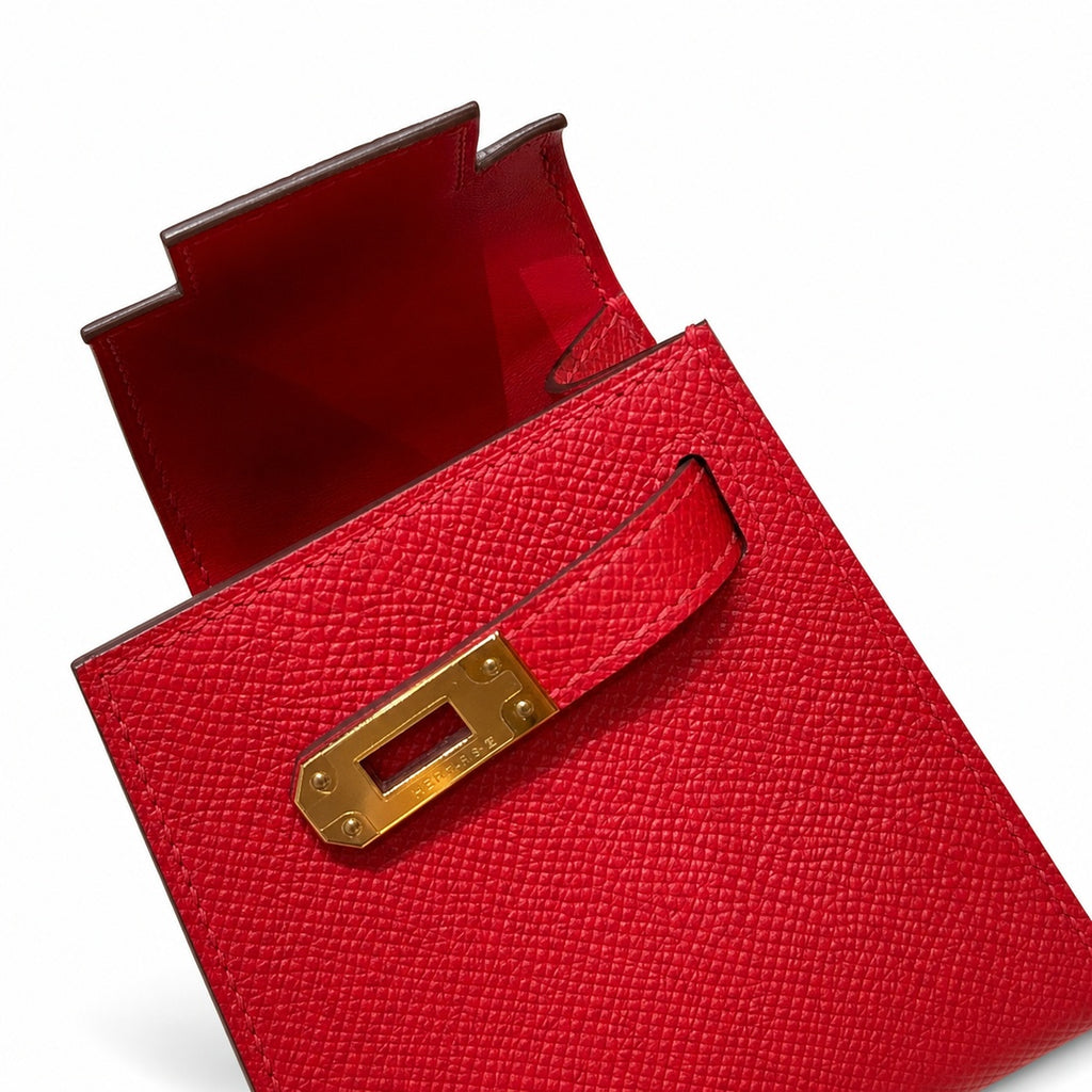 Style: mini kelly Color: Q5/Rouge casaque Size: 19*12*5.5cm Leather: epsom From France Hardware: gold Mini Kelly second generation, national flag red, French imported cowhide, gold buckle, high-end ha