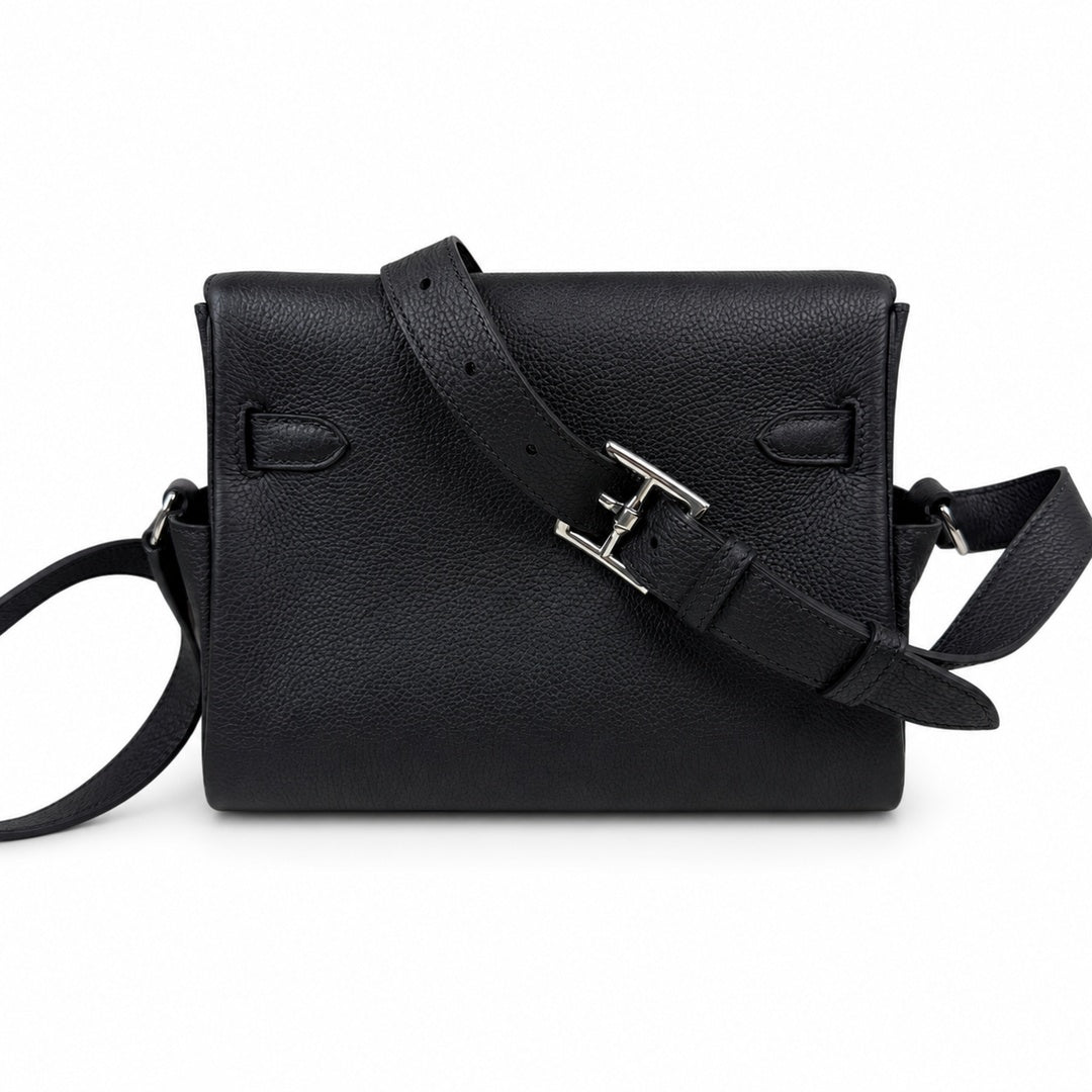 🆕 In stock Kelly Messenger messenger bag for men and women, black silver buckle, imported leather, all-steel hand-waxed thread, the highest cost-effectiveness on the Internet. The classic combination