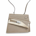Kelly double-sided Desordre Epsom original palm print leather ck18 elephant gray Etoupe silver buckle PHW top hand sewing