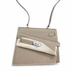Kelly double-sided Desordre Epsom original palm print leather ck18 elephant gray Etoupe silver buckle PHW top hand sewing