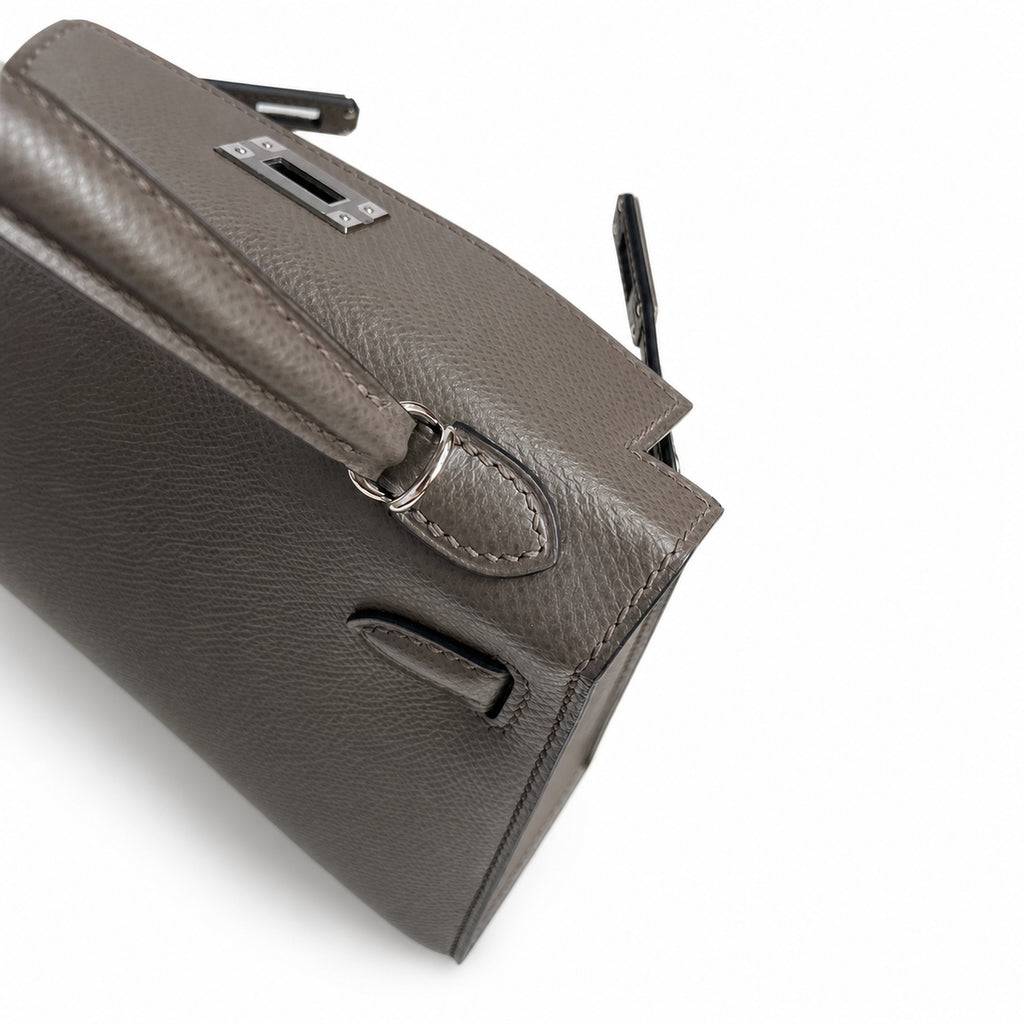 Fully hand-sewn👉Second generation Mini Kelly 19cm imported Epsom leather pewter gray silver buckle