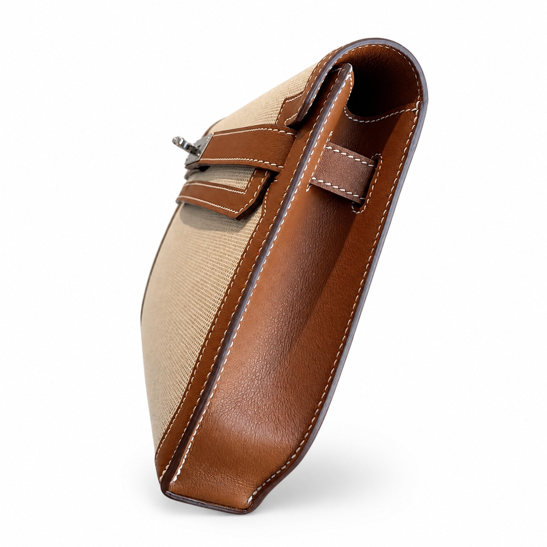 Kelly Depeches 25 clutch, canvas and swift leather (with additional shoulder strap), can be carried cross-body, can be carried by hand or on the wrist, daily needs, seamless switching between business