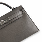 Fully hand-sewn👉Second generation Mini Kelly 19cm imported Epsom leather pewter gray silver buckle