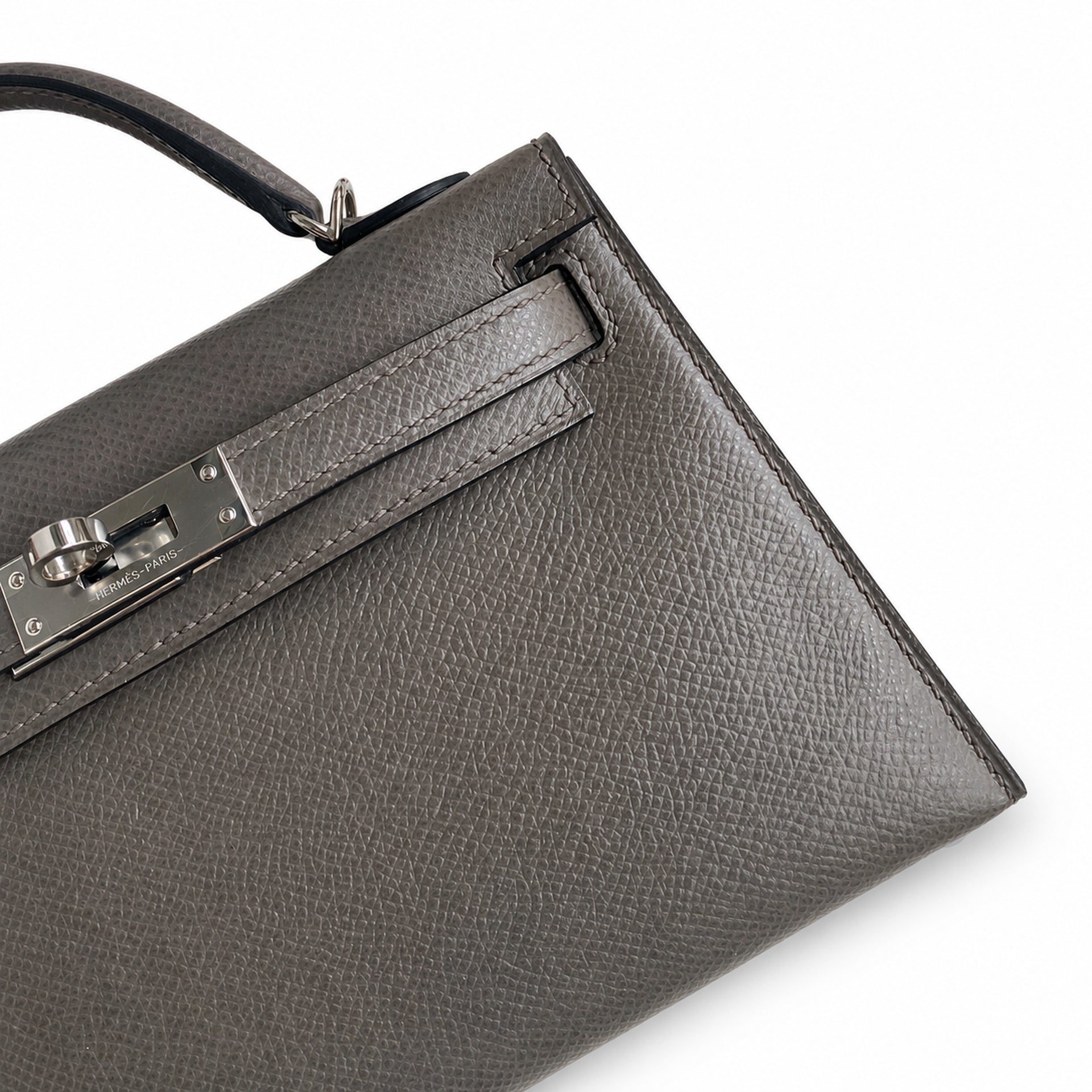 Fully hand-sewn👉Second generation Mini Kelly 19cm imported Epsom leather pewter gray silver buckle