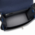 Kelly 25cm Epsom leather 2Z Blue Nuit midnight blue with 89 Noir black with 71 Bleu France French blue top handcraft! Counter quality!