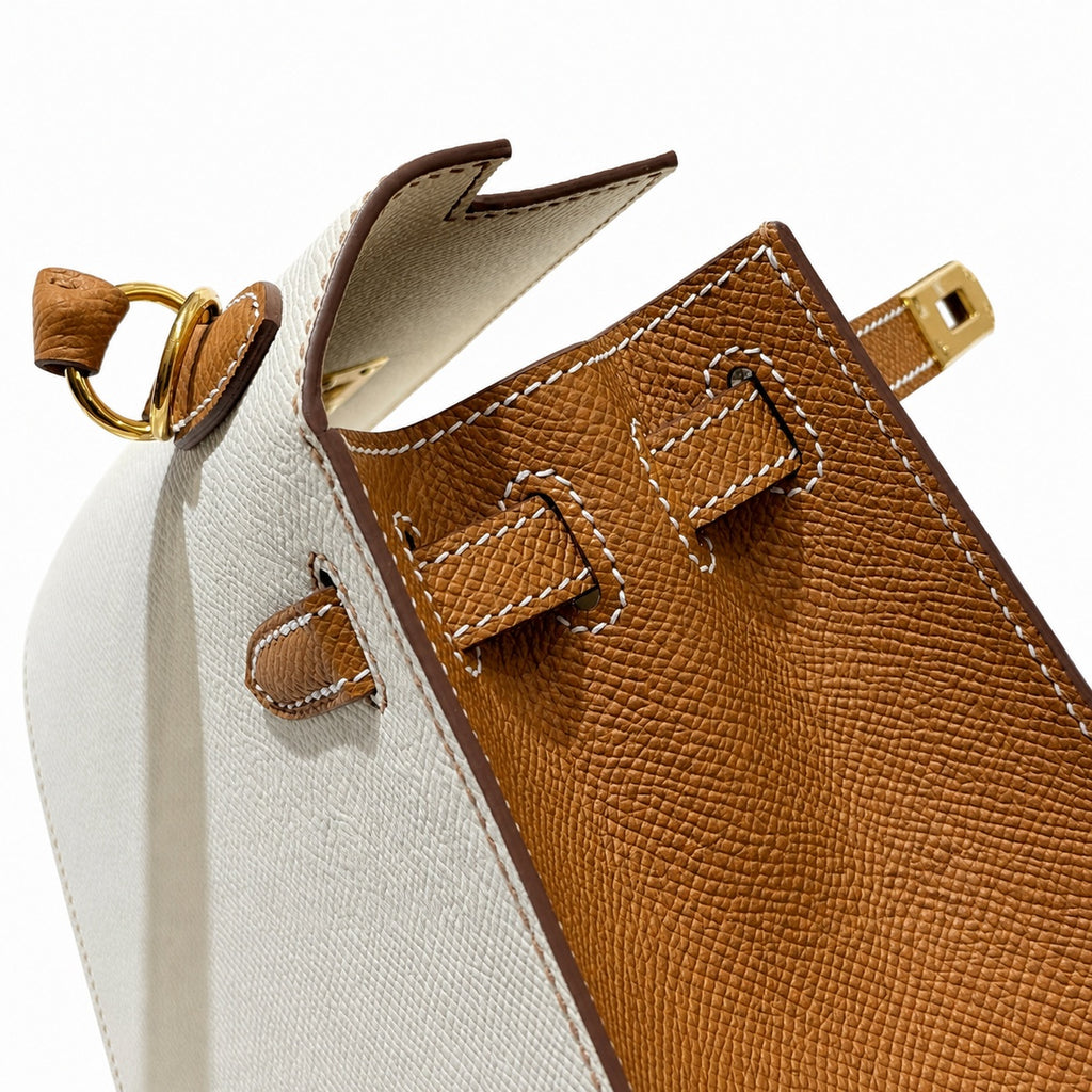 Kelly 25cm color-blocked Epsom leather, classic leather and color matching