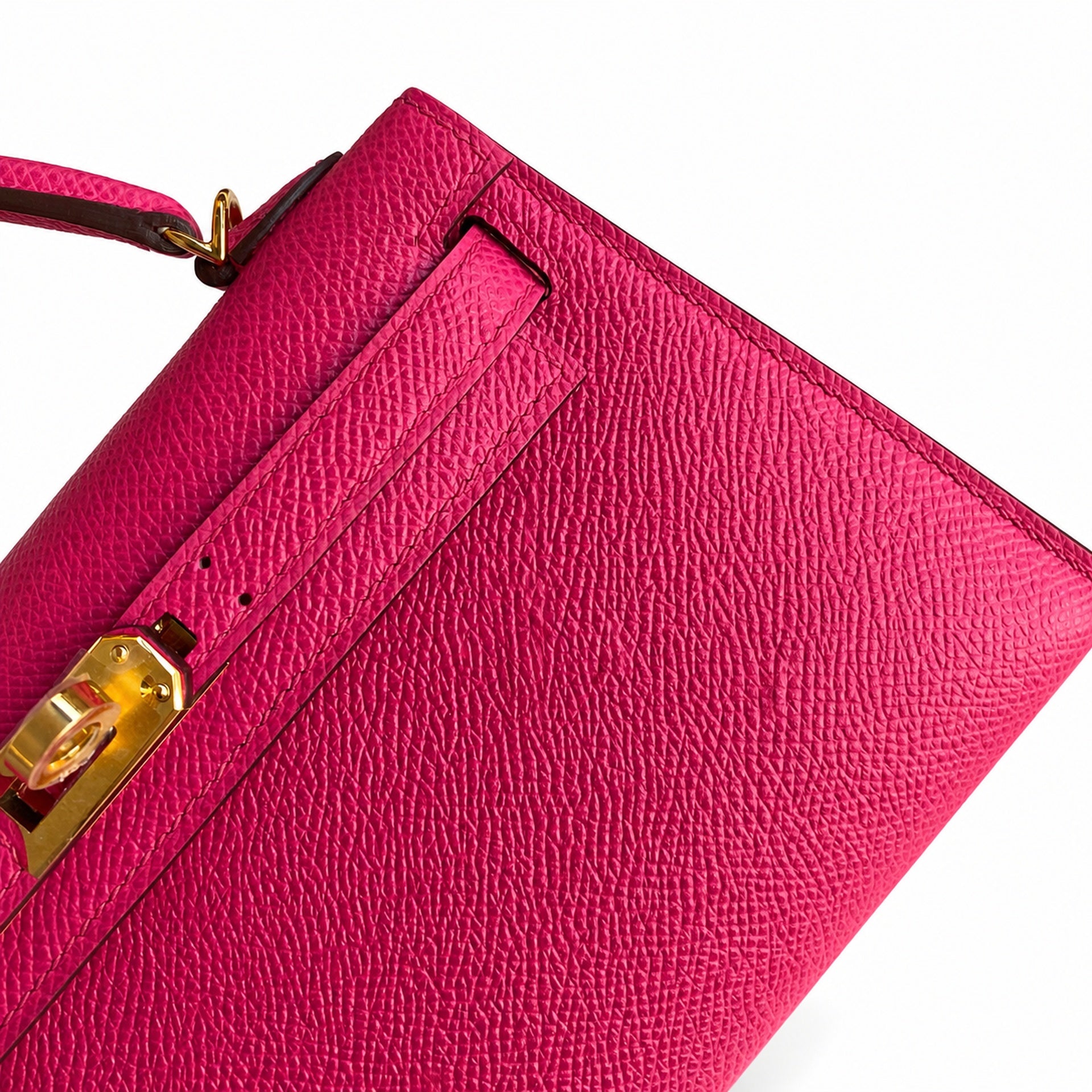 Ready stock: Fully hand-stitched 👉Second generation Mini Kelly 19cm imported Epsom leather pink gold buckle