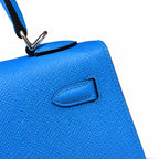kelly25cm, OF/Blue fride, Epsom, sliver, all handmade‼ ️Kelly 25cm, Florida blue, palm print, silver buckle, high-end handmade exclusive customization‼ ️Purely hand-made nails, hand-engraved hardware,