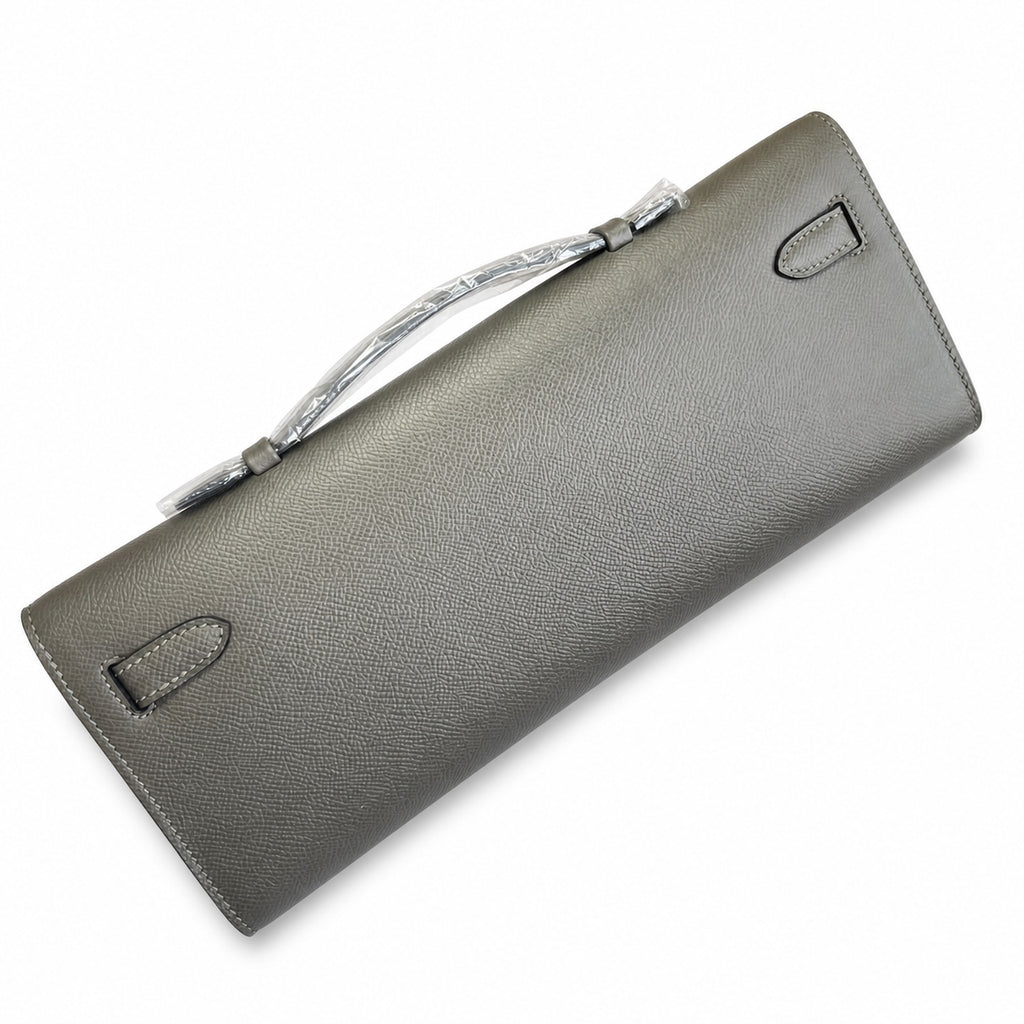 Kelly Cut 31 Clutch Epsom Leather Picture Pewter Gray