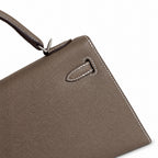 Elephant gray, gold and silver buckles, Kelly 25, imported Epsom