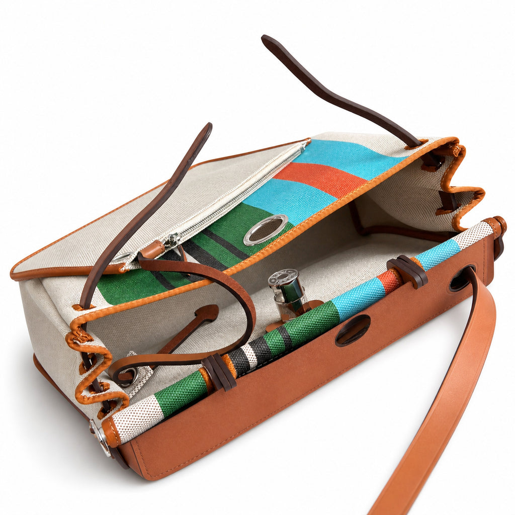 Hermers' popular herbag 31cm is designed to be inspired by saddle bags. The body of the bag is made of canvas, and the inseam, shoulder straps and handle are made of leather. The appearance is very si