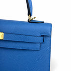 kelly Kelly 25cm, epsom leather wax thread semi-handmade, Tanzania blue