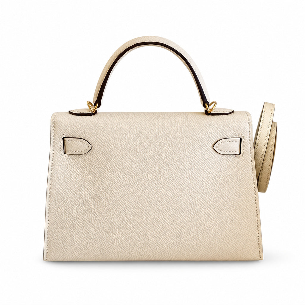 Fully hand-sewn👉Second generation Mini Kelly 19cm imported Epsom leather cream white gold buckle