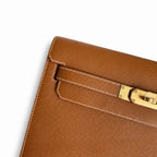 Customer order💕 kelly depeches25 golden brown epsom gold buckle hand-stitched men's handbag🎉