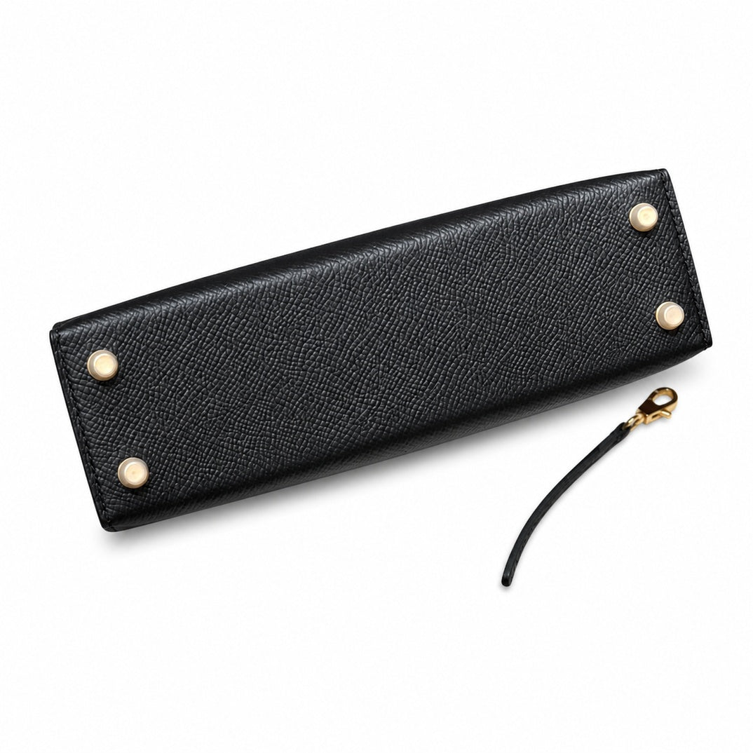Style: mini kelly Color: ck89/Noir Size: 19*12*5.5cm Leather: epsom From France Hardware: gold Mini Kelly second generation, black, French imported cowhide, gold buckle, high-end fully handmade exclus