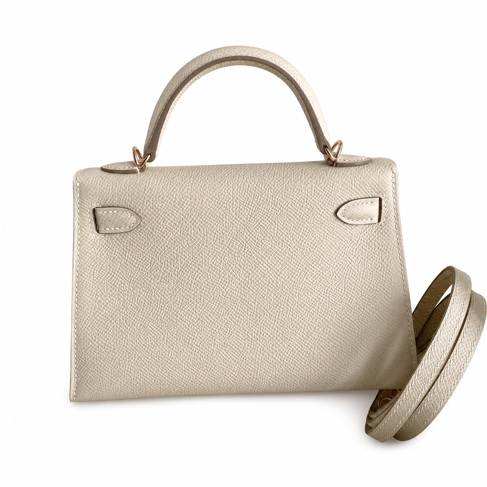 Second generation Mini Kelly 19cm Epsom leather milkshake white