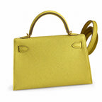 Fully hand-sewn👉Second generation Mini Kelly 19cm imported Epsom leather lemon yellow🍋 gold buckle