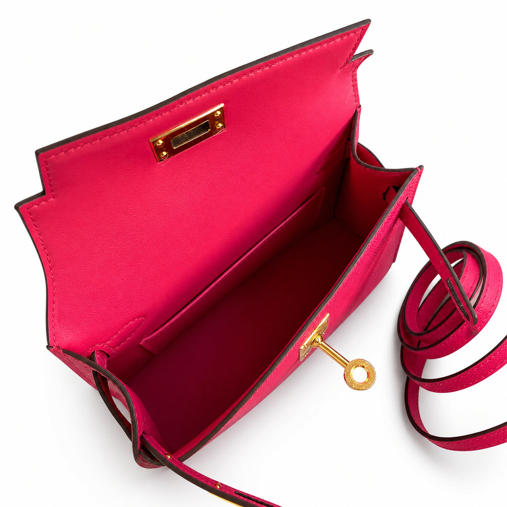 Ready stock: Fully hand-stitched 👉Second generation Mini Kelly 19cm imported Epsom leather pink gold buckle