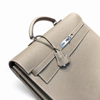 Kelly briefcase 38cm Epsom leather 18 Etoupe elephant gray top handcraft! Counter quality!