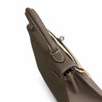 Elephant gray, gold and silver buckles, Kelly 25, imported Epsom