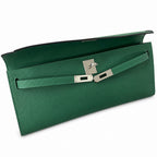 Kelly cut 31 clutch epsom malachite green silver buckle in stock