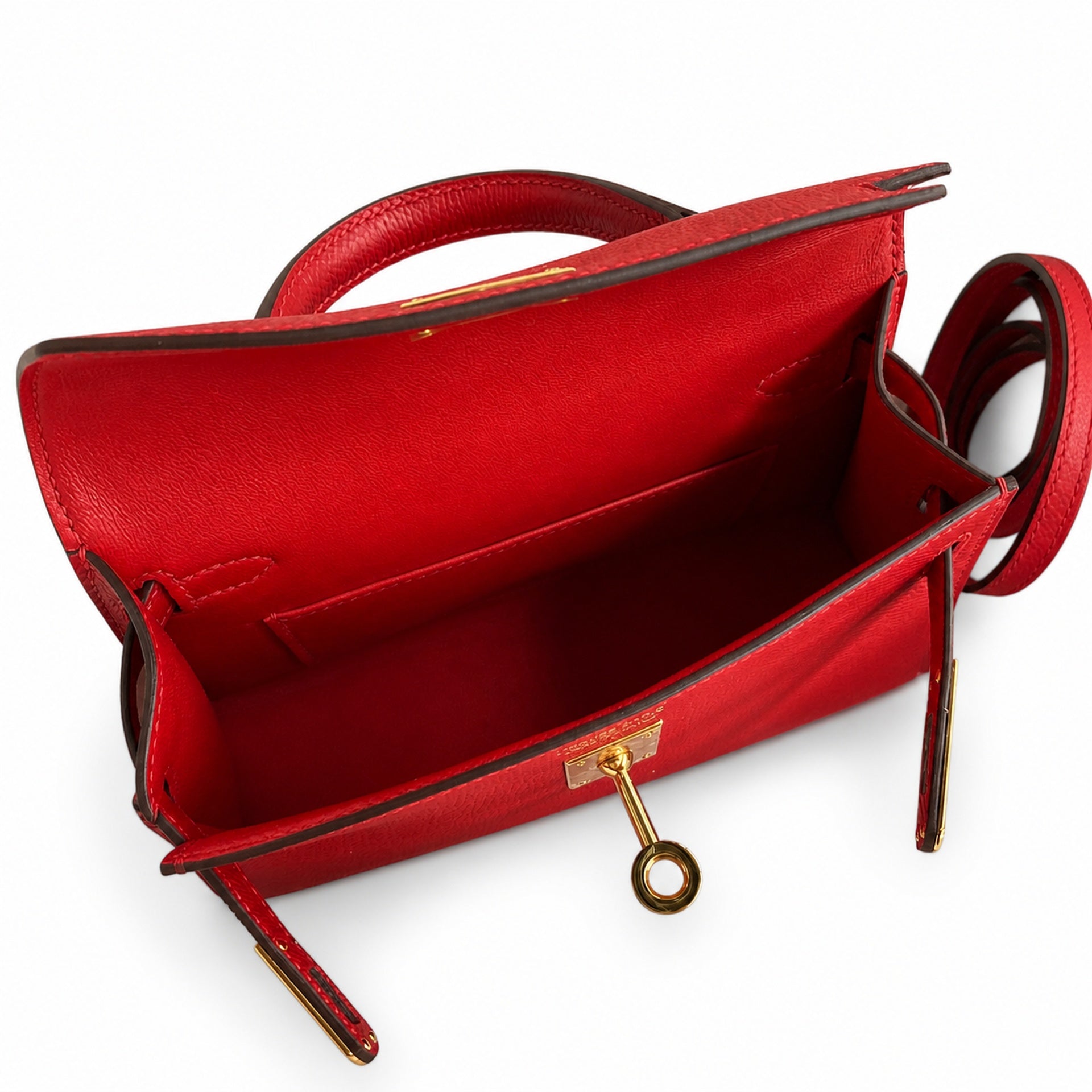 Fully hand-sewn👉Second generation Mini Kelly 19cm imported Epsom leather flag red gold buckle