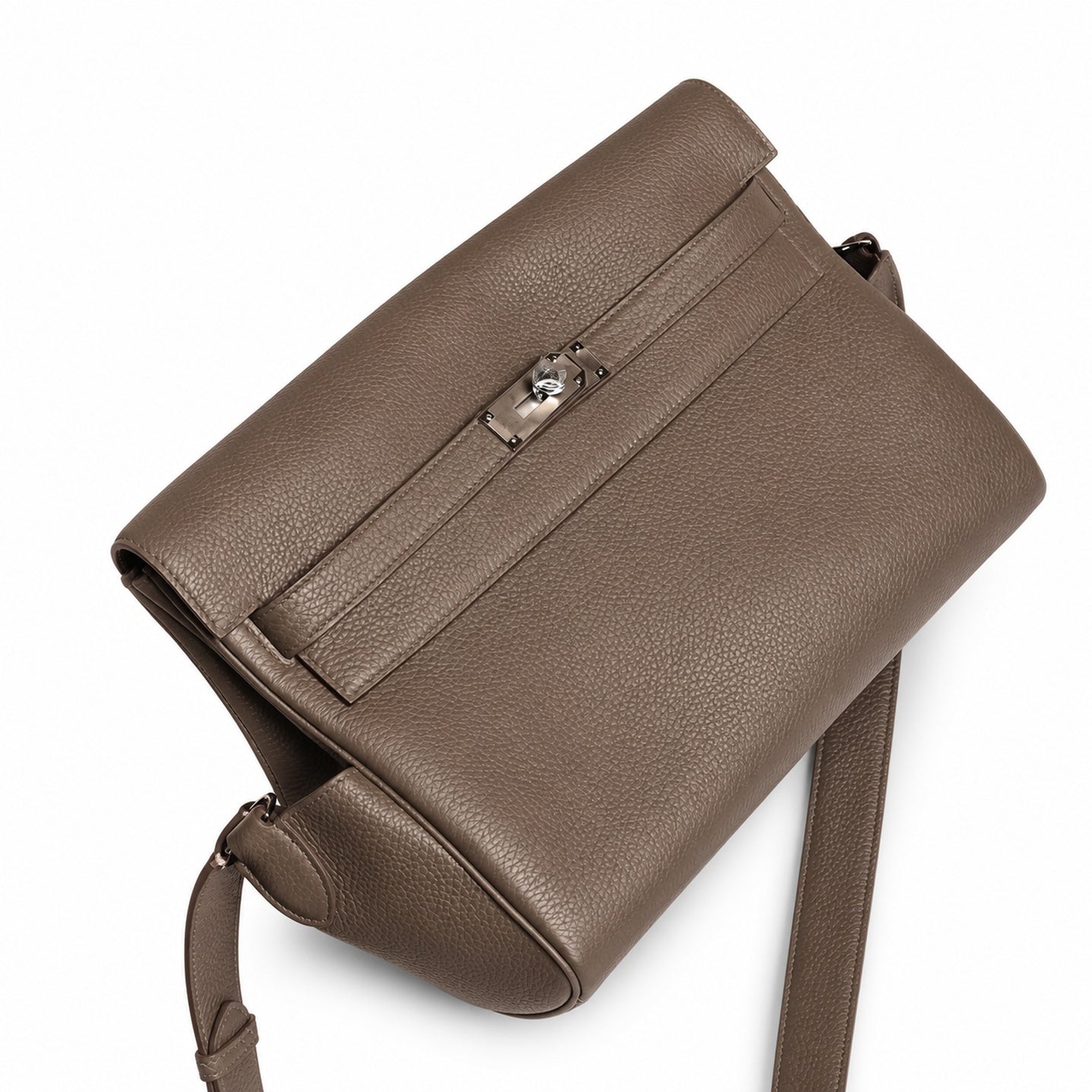 Kelly Messenger messenger bag, large size, pewter gray Togo leather, 🉑Pre-order Togo calfskin messenger bag. - Flap with swivel hardware - Large internal zip pocket - Internal front pocket - 2 externa