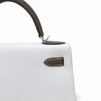 Kelly 25cm/28cm Epsom Leather 10 Craie Milkshake White 18 Etoupe Elephant Gray Top Handmade! Counter quality!