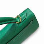 Kelly 25cm Epsom leather U4 Vert Veryigo velvet green top handmade! Counter quality!