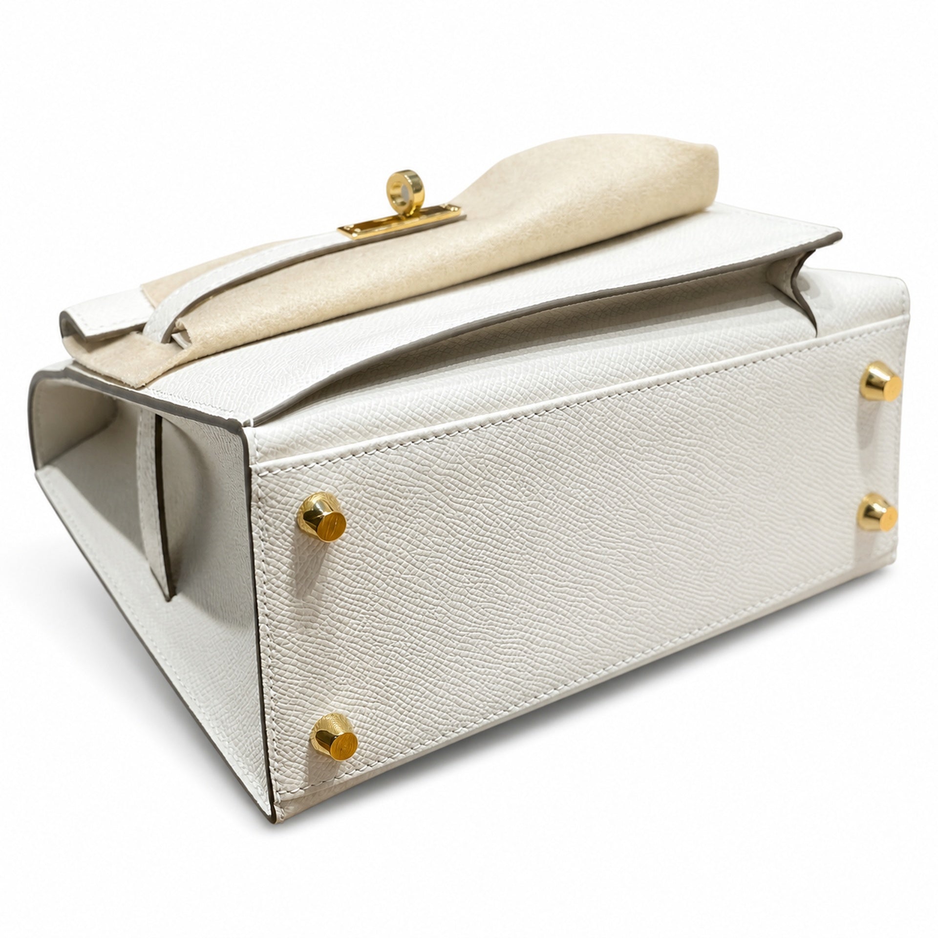 KELLY II SELLIER double-sided Kelly 20cm 10 milkshake white epsom leather gold buckle