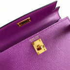 Fully hand-sewn👉Second generation Mini Kelly 19cm imported Epsom leather sea anemone purple gold buckle