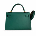 Fully hand-sewn👉Second generation Mini Kelly 19cm imported Epsom leather malachite green🦚 gold buckle