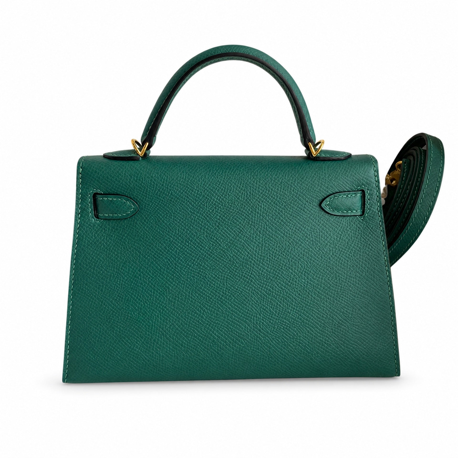 Fully hand-sewn👉Second generation Mini Kelly 19cm imported Epsom leather malachite green🦚 gold buckle