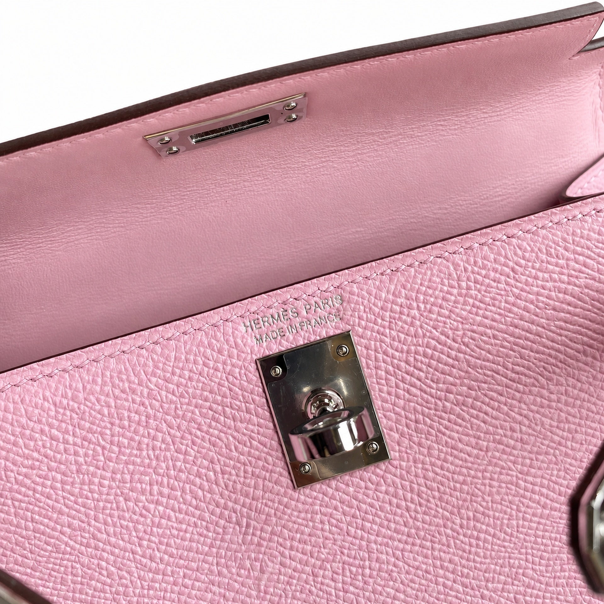 Fully hand-sewn👉Second generation Mini Kelly 19cm imported Epsom leather, malva purple, silver buckle