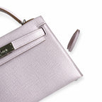 Ready stock: Fully hand-stitched 👉Second generation Mini Kelly 19cm imported Epsom leather dreamy pink and purple silver buckle