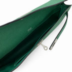 Kelly cut 31 clutch epsom malachite green silver buckle in stock