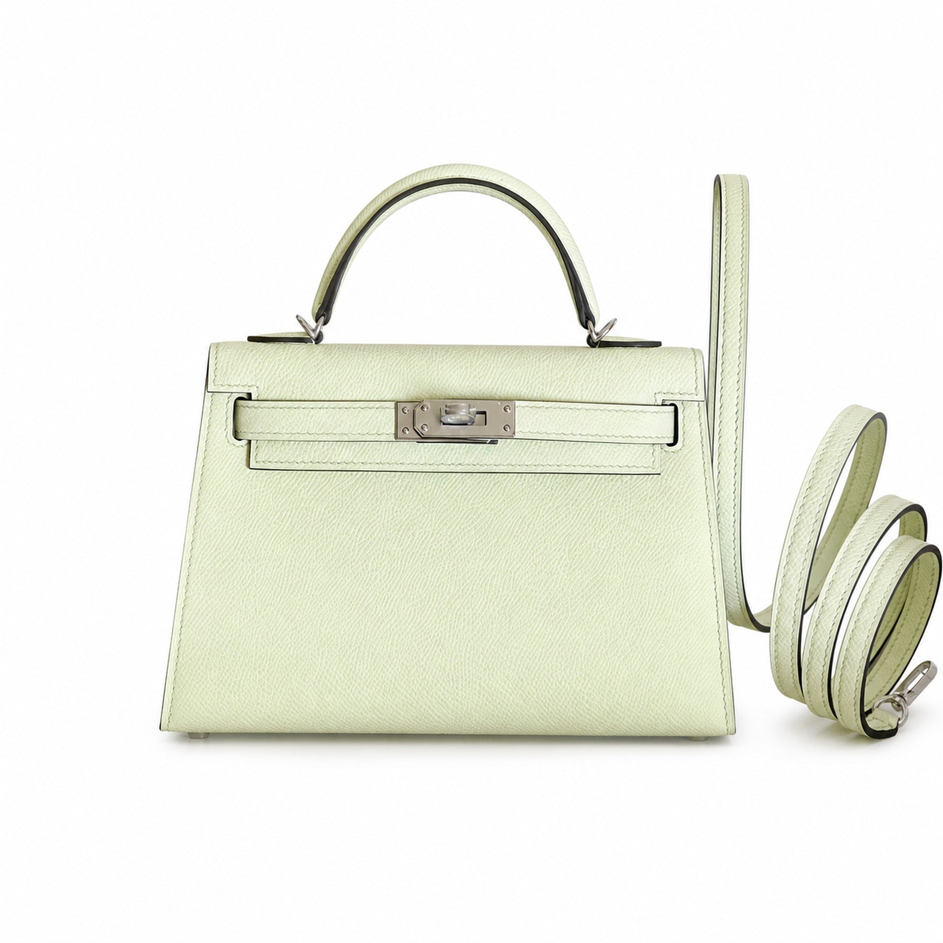 Kelly mini 2nd generation 19cm Epsom palm print leather silver buckle series