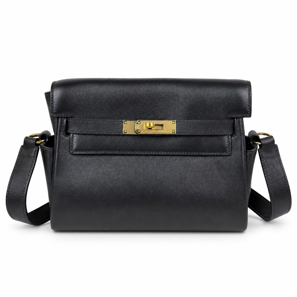 Black gold 🆕 In stock Kelly Messenger messenger bag for men and women, black gold buckle, imported leather, all-steel hand-waxed thread, the highest cost-effectiveness on the Internet. Unisex messenge