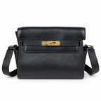 Black gold 🆕 In stock Kelly Messenger messenger bag for men and women, black gold buckle, imported leather, all-steel hand-waxed thread, the highest cost-effectiveness on the Internet. Unisex messenge