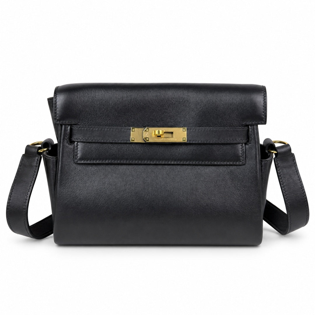 Black gold 🆕 In stock Kelly Messenger messenger bag for men and women, black gold buckle, imported leather, all-steel hand-waxed thread, the highest cost-effectiveness on the Internet. Unisex messenge