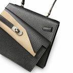 Kelly Desordre 20cm Sellier double-sided Epsom original palm print leather ck89 black Noir silver buckle PHw top hand sewing