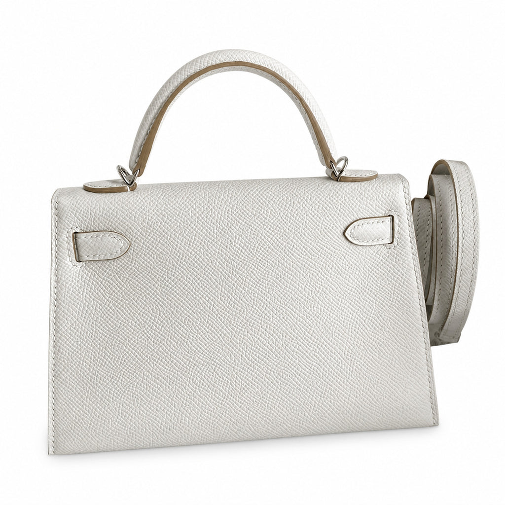 Fully hand-sewn👉Second generation Mini Kelly 19cm imported Epsom leather M4 milk gray silver buckle