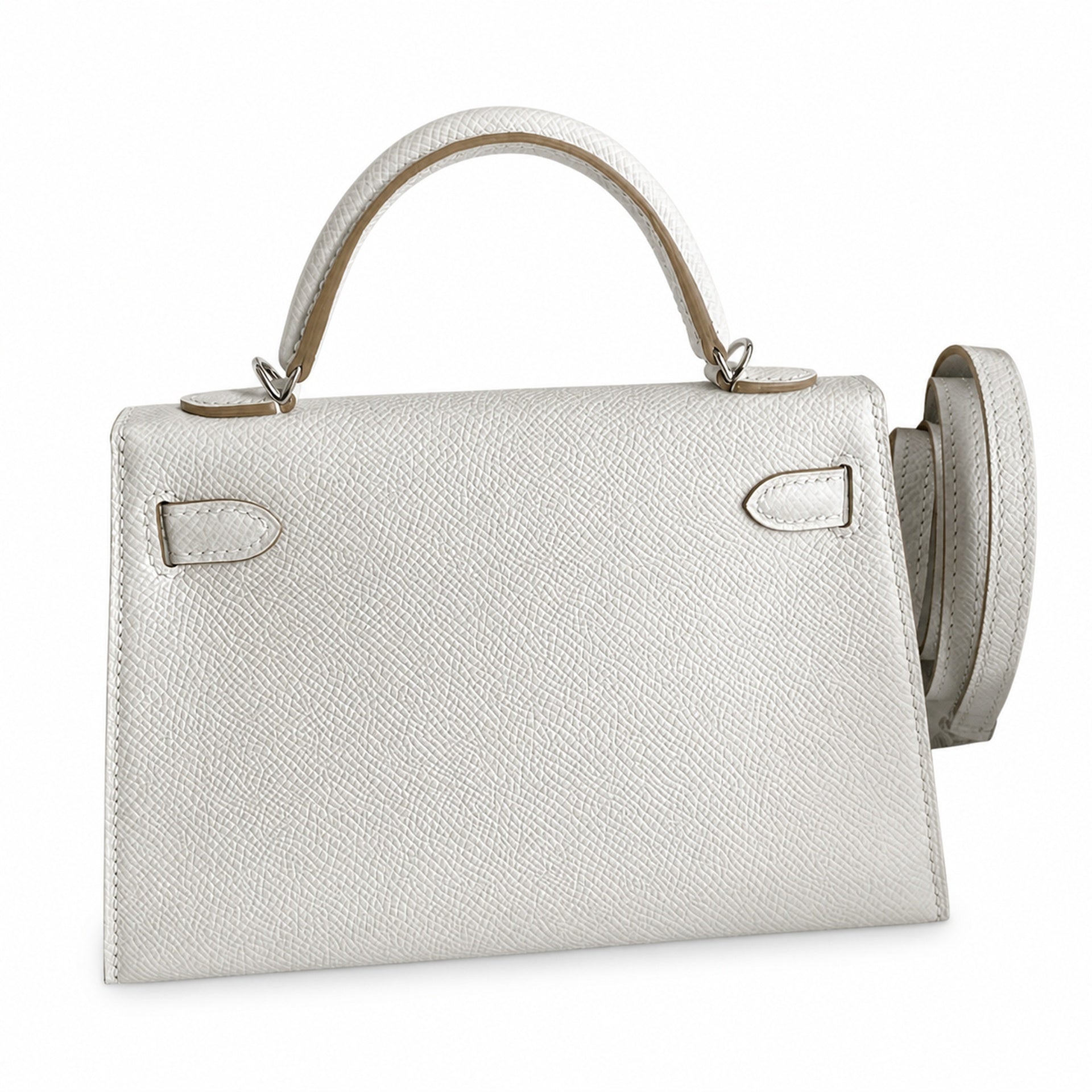 Fully hand-sewn👉Second generation Mini Kelly 19cm imported Epsom leather M4 milk gray silver buckle