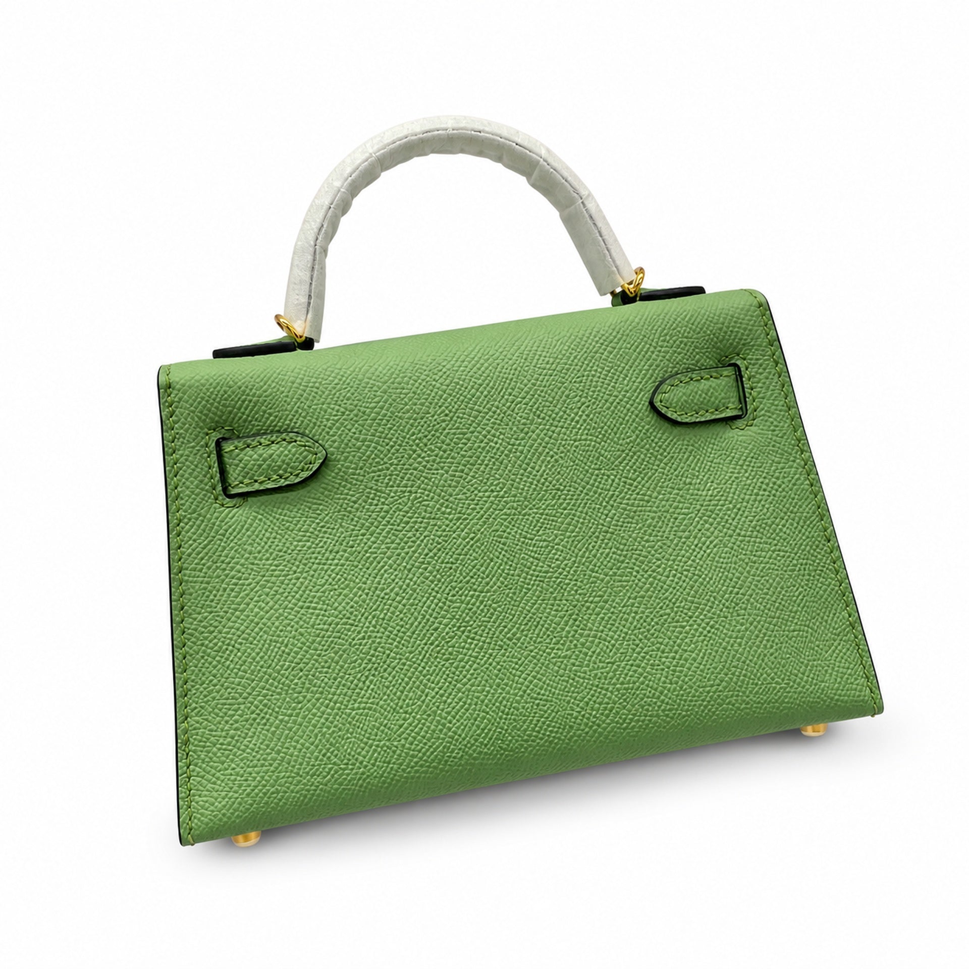 In stock: second generation Kelly 19cm imported Epsom leather avocado green 🥑 gold and silver buckle wax thread