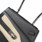 Kelly Desordre 20cm Sellier double-sided Epsom original palm print leather ck89 black Noir silver buckle PHw top hand sewing