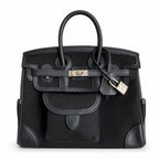 Birkin Cargo 25 All Black Swift Leather and Canvas Multi-Pocket Bag