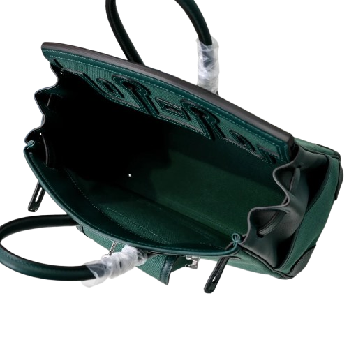 Birkin Cargo 25 Green Swift Leather and Canvas Splicing Bag