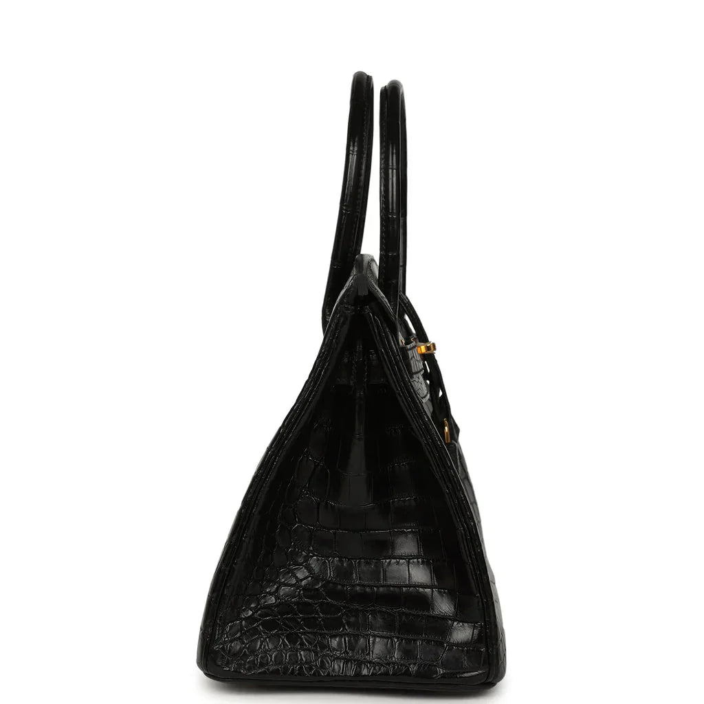 Birkin Black Matte Niloticus Crocodile Gold Hardware