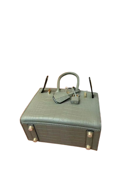 Mini Birkin 20cm Outer Stitching Tote Bag in Sage Green Crocodile Pattern