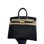 Birkin 25 Sellier Noir Box Calfskin Gold Hardware